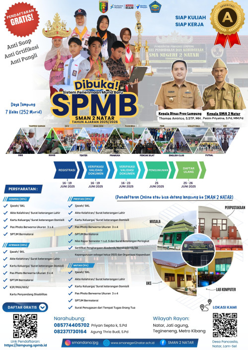 SPMB TH. 2024/2025 SMAN 2 NATAR TERBUKA!!!