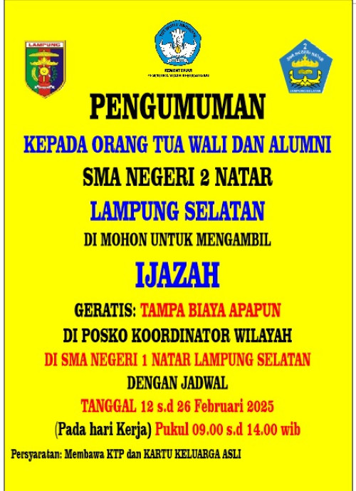 Pnegambilan ijazah alumni SMAN 2 NATAR
